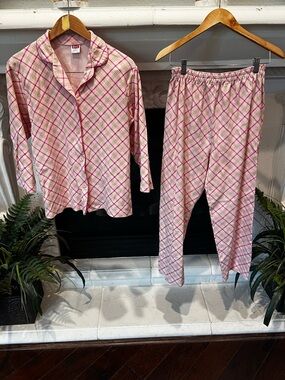 Women's Pink Plaid Cotton Pajama Set